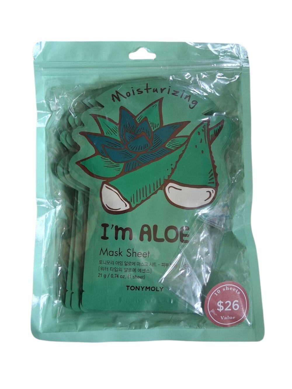 NWT Tony Moly I'm Aloe Moisturizing Sheet Masks 10 Pack
